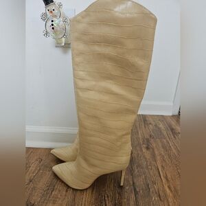 SCHUTZ MARYANA nude Leather Boots 8.5